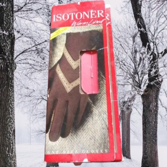 new old stock Isotoner gloves longer length warm lined one size original box - Picture 1 of 13